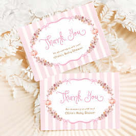 Tarjeta De Agradecimiento Pumpkin Floral Girl Baby Shower Thank You Card