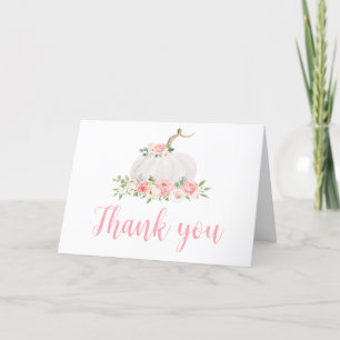 Tarjeta De Agradecimiento Pumpkin Pink Floral Baby Shower