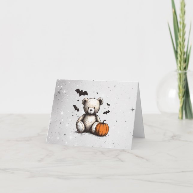 Tarjeta De Agradecimiento Pumpkin Teddy Baby Shower (Anverso)