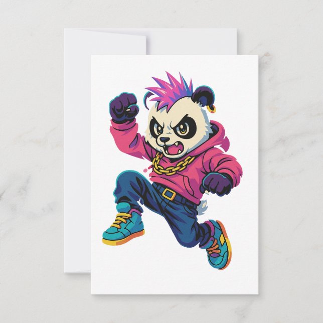 Tarjeta De Agradecimiento Punk Panda Power (Anverso)