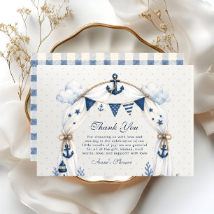 Tarjeta De Agradecimiento Punto azul suave Náutico Ahoy es un niño
