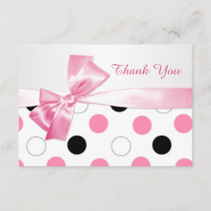 Tarjeta De Agradecimiento Punto negro, rosa y blanco de polka Bat Mitzvah Gr
