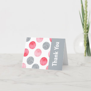 Tarjeta De Agradecimiento Punto rosa y gris personalizado