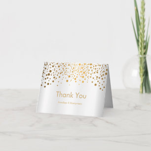 Tarjeta De Agradecimiento *Puntos de confeti dorados elegantes Satén blanc