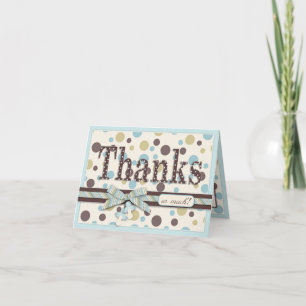 Tarjeta De Agradecimiento Puntos de Polka azules y sabios gracias Baby Showe