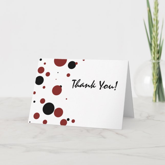 Tarjeta De Agradecimiento Puntos de polka blancos y negros Gracias (Anverso)