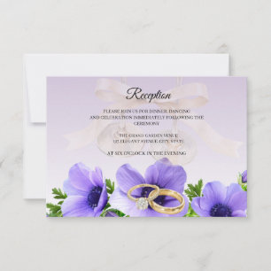 Tarjeta De Agradecimiento Purple Anemone Champagne Wedding Reception Card