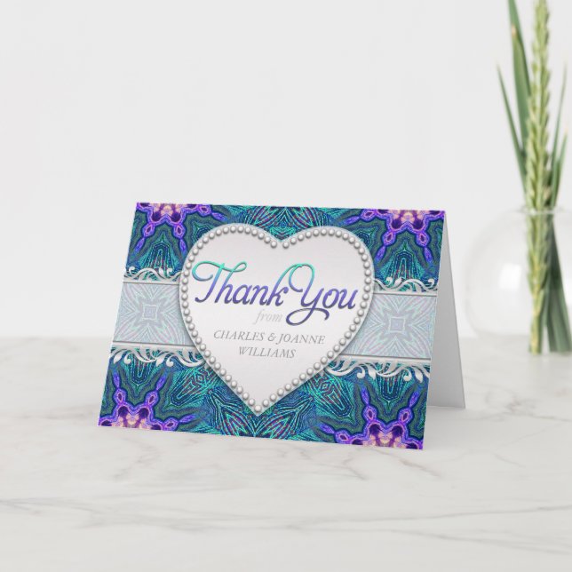 Tarjeta De Agradecimiento Purple Aqua Verde azulado Elegante Cartas de agrad (Anverso)