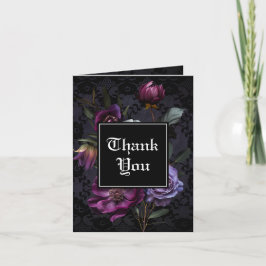 Tarjeta De Agradecimiento Purple Bouquet sobre el encaje negro | Foto Gracia