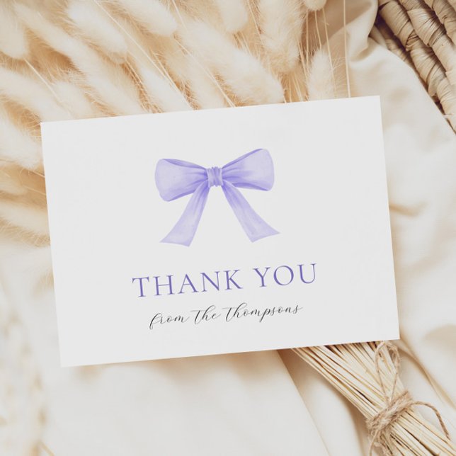 Tarjeta De Agradecimiento Purple Bow Baby Girl Gracias (Subido por el creador)