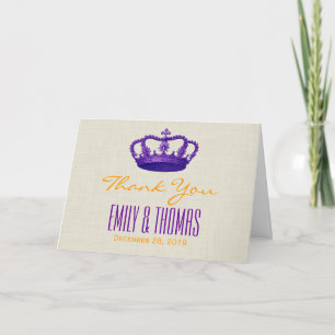Tarjeta De Agradecimiento PURPLE Crown Gracias Novia Groom Boda W02