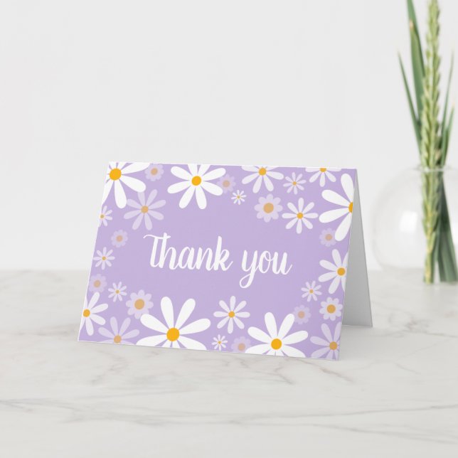 Tarjeta De Agradecimiento Purple Daisy Baby Shower (Anverso)
