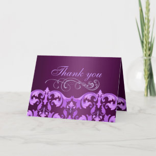 Tarjeta de agradecimiento Purple Damask