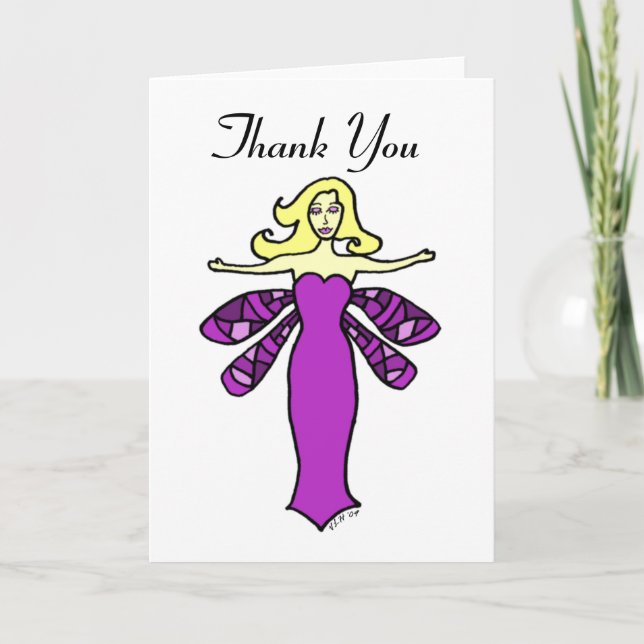 Tarjeta De Agradecimiento Purple Fairy Gracias (Anverso)
