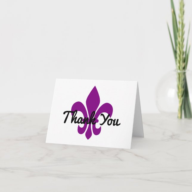 Tarjeta De Agradecimiento Purple Fleur de Lys Thank You (Anverso)