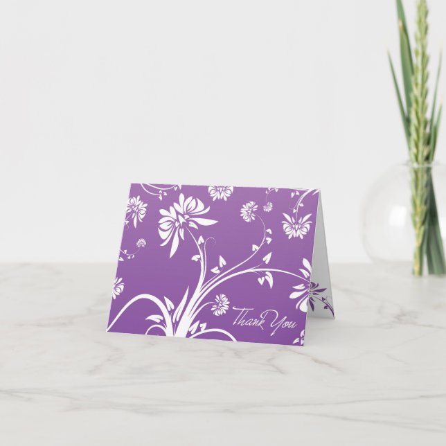 Tarjeta de agradecimiento Purple Floral (Anverso)
