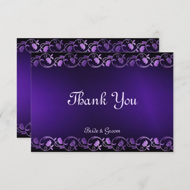 Tarjeta de agradecimiento Purple Floral (Anverso / Reverso)