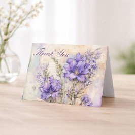 Tarjeta De Agradecimiento Purple Floral Elegant Thank You Folded