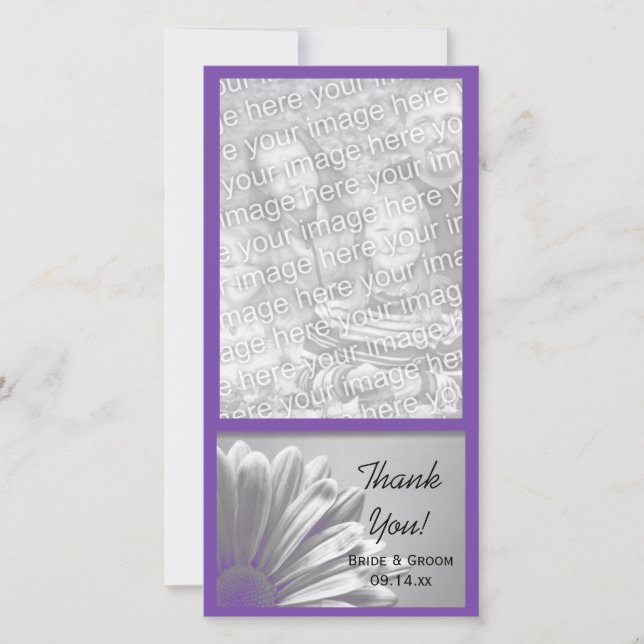 Tarjeta De Agradecimiento Purple Floral Highlights Boda Gracias (Anverso)