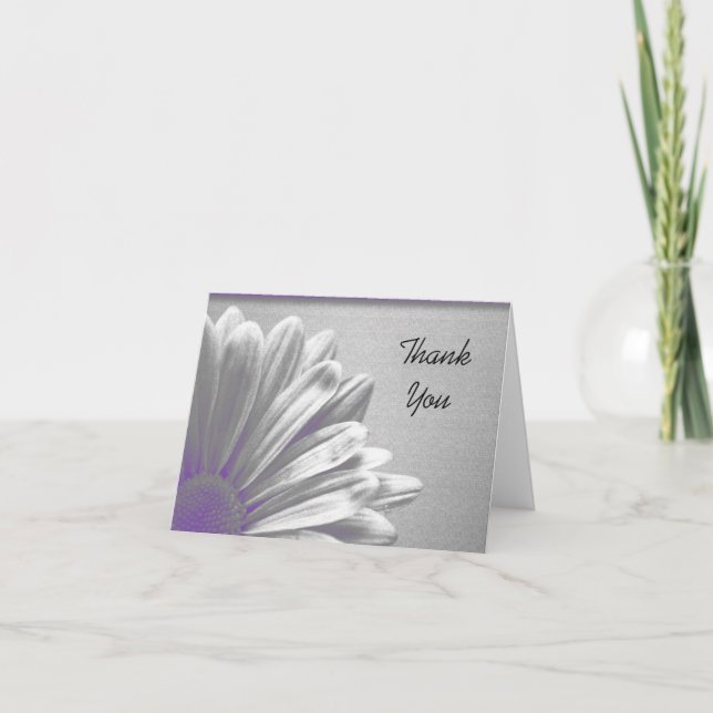 Tarjeta De Agradecimiento Purple Floral Highlights Gracias (Anverso)