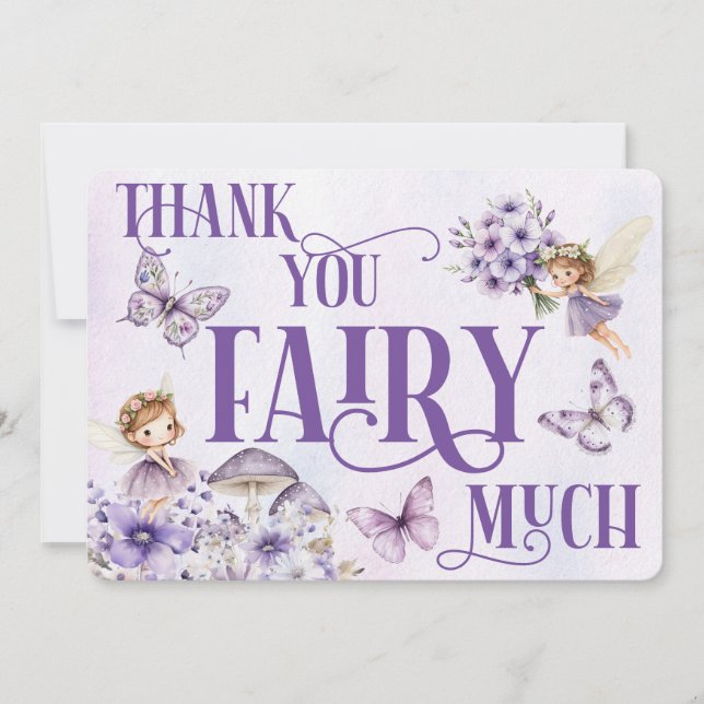 Tarjeta De Agradecimiento Purple Floral Thank You Fairy Much (Anverso)