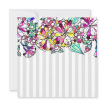 Purple flowers and grey stripes