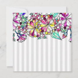 Tarjeta De Agradecimiento Purple flowers and grey stripes