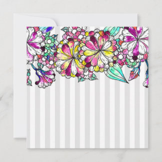 Tarjeta De Agradecimiento Purple flowers and grey stripes