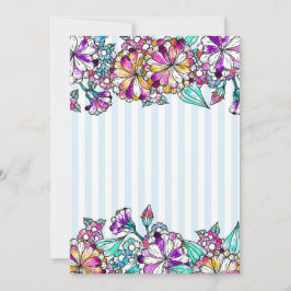 Tarjeta De Agradecimiento Purple flowers and light blue stripes