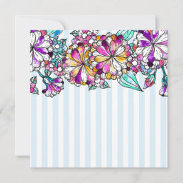 Tarjeta De Agradecimiento Purple flowers and light blue stripes