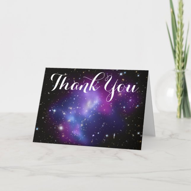 Tarjeta De Agradecimiento Purple Galaxy Cluster Gracias (Anverso)
