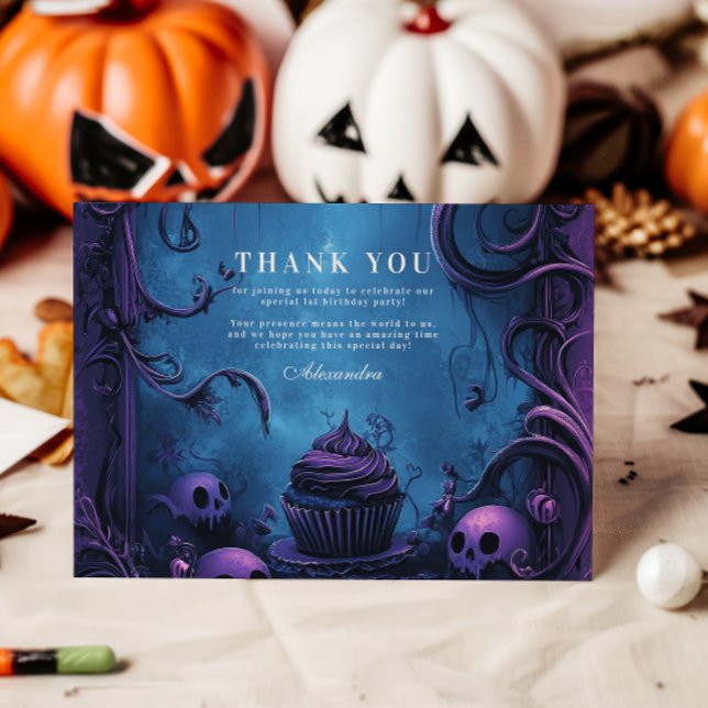 Tarjeta De Agradecimiento Purple Gothic Spooky 2º cumpleaños Halloween (Subido por el creador)