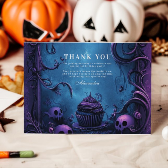 Tarjeta De Agradecimiento Purple Gothic Spooky ONE Cumpleaños (Subido por el creador)