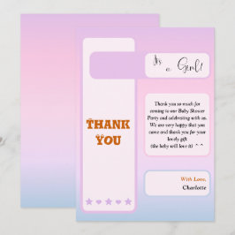 Tarjeta De Agradecimiento Purple Gradient Cute Eyeball Text Baby Shower