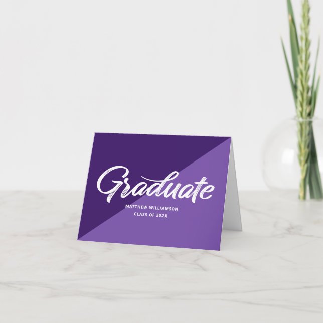Tarjeta De Agradecimiento Purple Graduation Retro Bold Script Cap Icon (Anverso)