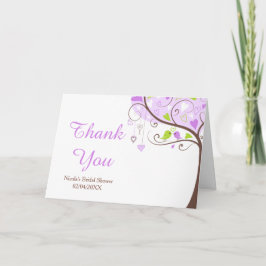 Tarjeta De Agradecimiento Purple & Green Floral Bird Bridal Shower Thank You