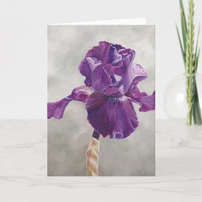 Tarjeta De Agradecimiento Purple Iris Flower Art Greeting Card (Anverso)
