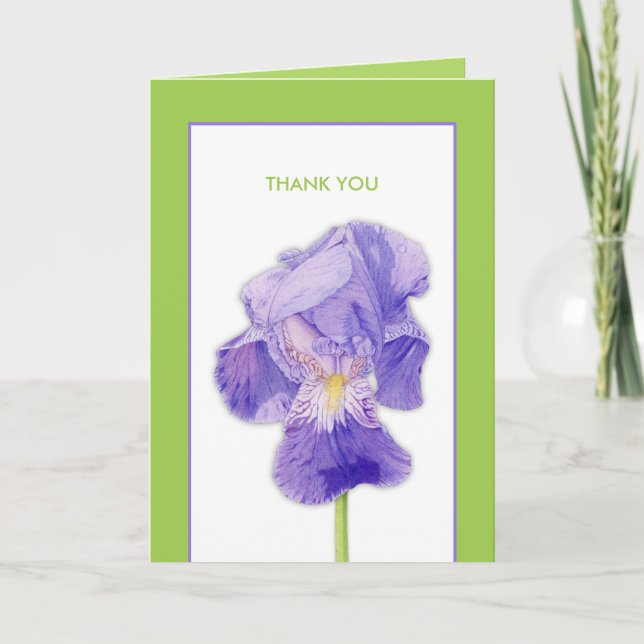 Tarjeta de agradecimiento Purple Iris Green (Anverso)