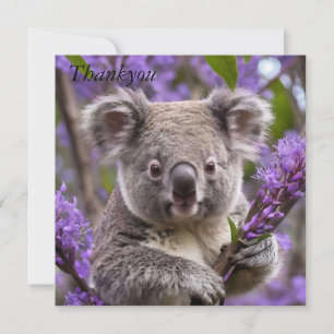 Tarjeta De Agradecimiento Purple Jacaranda Koala Bear,