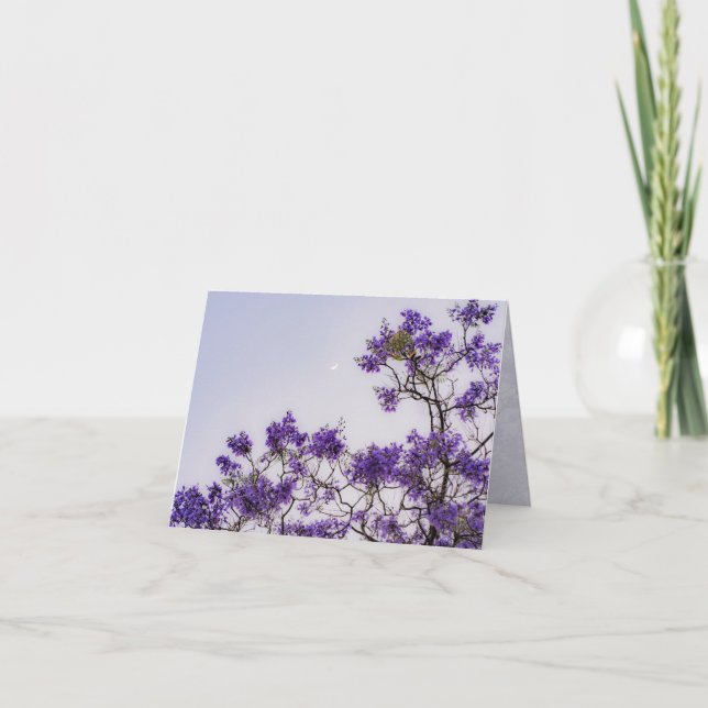 Tarjeta De Agradecimiento Purple Jacaranda tree with Moon, spring aesthetic (Anverso)