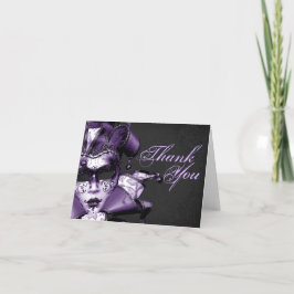 Tarjeta De Agradecimiento Purple Mardi Gras Masquerade