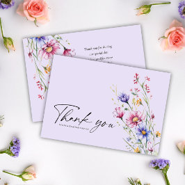 Tarjeta De Agradecimiento Purple Modern Elegant Whimsical Wildflower Boda
