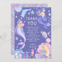 Tarjeta De Agradecimiento Purple Our Little Mermaid All Age Birday
