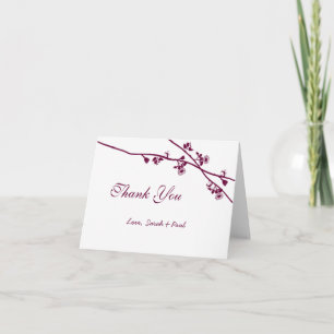 Tarjeta De Agradecimiento Purple Plum Boho Rustic Wildflower Branch Boda