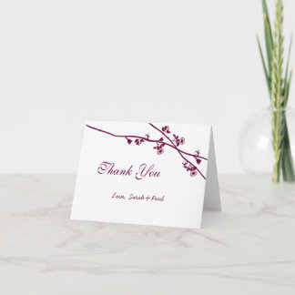 Tarjeta De Agradecimiento Purple Plum Boho Rustic Wildflower Branch Boda