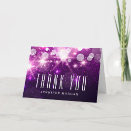 Tarjeta De Agradecimiento Purple Purpurina Sparkles Gracias