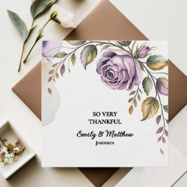 Tarjeta de agradecimiento Purple Rose de diseñador