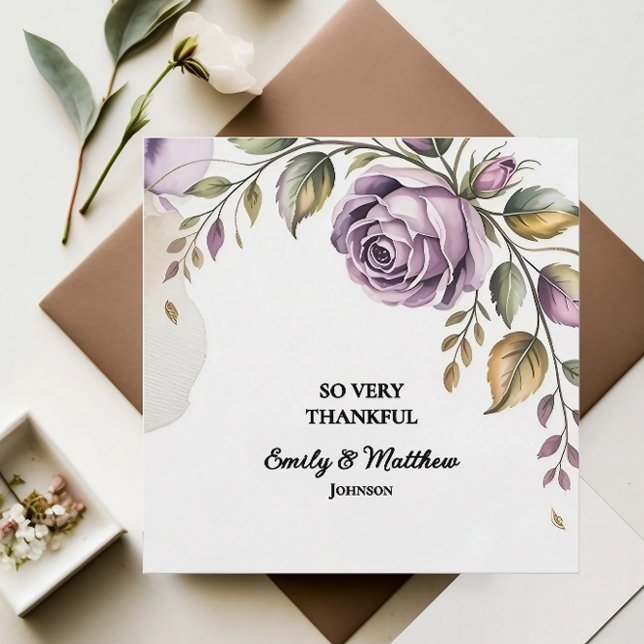 Tarjeta de agradecimiento Purple Rose de diseñador (Subido por el creador)