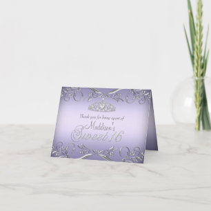 Tarjeta de agradecimiento Purple & Silver Tiara Sw