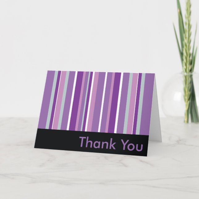Tarjeta De Agradecimiento Purple Stried Gracias (Anverso)